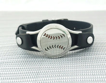 Baseball Pendant Wide Strap Bracelet