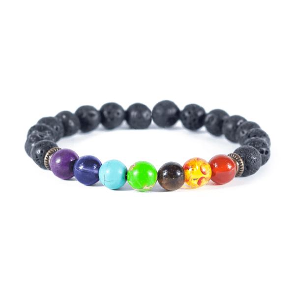 7 Chakra Lava Rock Healing Bracelet | Burnished Gold Spacers - Earth And  Soul
