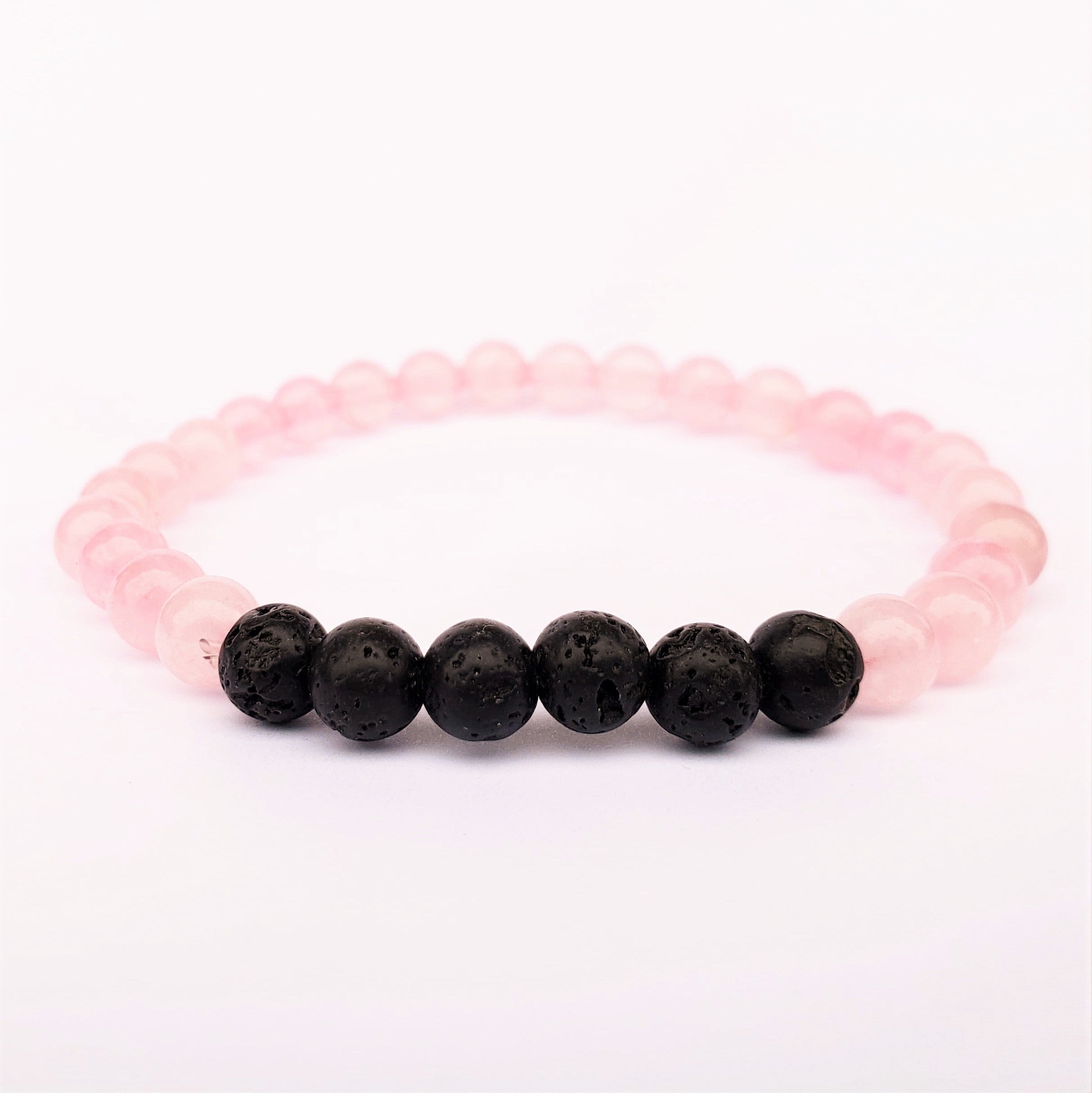 Rose Quartz Bracelet with Aromatherapy Lava Beads - Ultimate Vitality